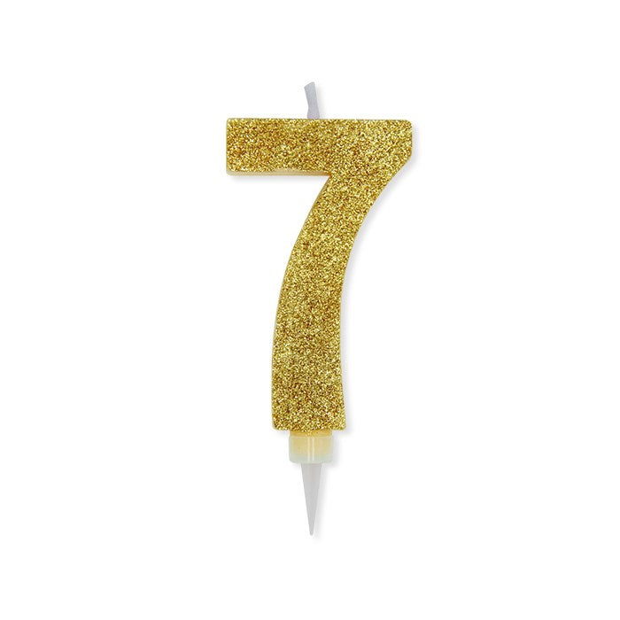 Vela de Cumpleaños Grande Número 7 Max Cera Sweety Oro Glitter
