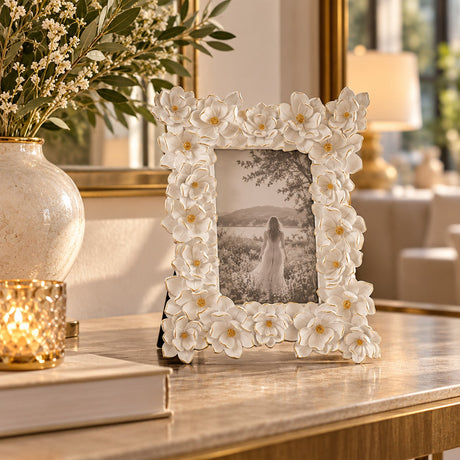 EDG Enzo De Gasperi Marco de Fotos Elleboro Rectangular Blanco 19xH25 cm – Idea de Regalo Navidad