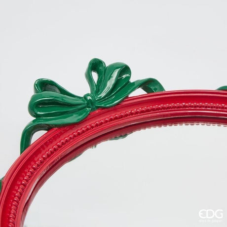 EDG Enzo De Gasperi Bandeja Decorativa Ovalada con Lazos 37 cm Rojo Mix – Decoración Navideña