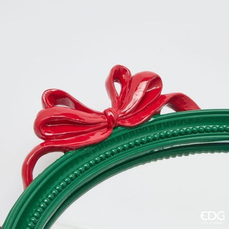 EDG Enzo De Gasperi Bandeja Decorativa Ovalada con Lazos Verde Rojo – Decoración Navideña