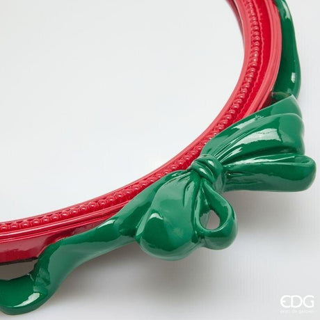 EDG Enzo De Gasperi Bandeja Decorativa Ovalada con Moños 51 cm Rojo Mix – Decoración Navideña