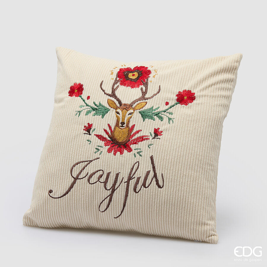EDG Enzo De Gasperi Cuscino Cervo Quadrato 45x45 cm Nocciola – Cuscino Decorativo Natalizio