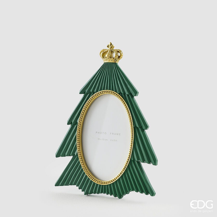 EDG Enzo De Gasperi Portafoto con Corona di Pino Green 18,5x2xH25 cm – Decorazione di Natale