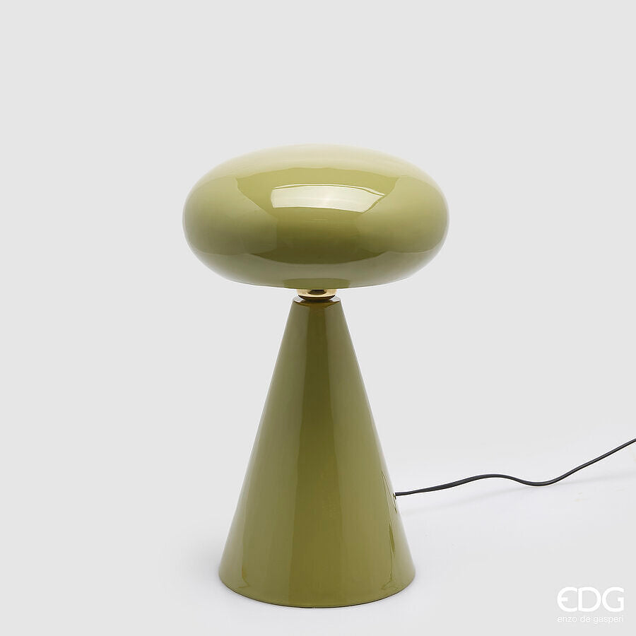 EDG Enzo De Gasperi Lampada da Tavolo Fungo Glossy Olive H40 Ø26 cm IP20 – Uso Interno