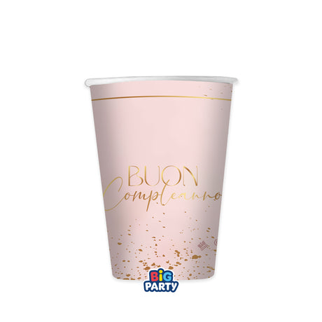 big party big party bicchieri carta buon compleanno blush rose 250 cc cf 6 pz rosa ean 8020834766080