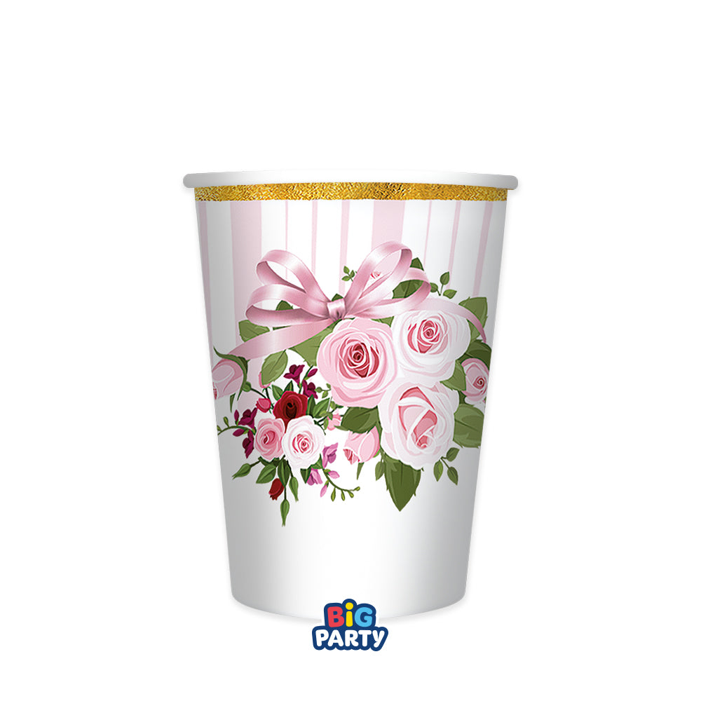 big party big party bicchieri carta pink blossom 250 cc cf 6 pz ean 8020834766394