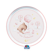 Big Party Platos Bautizo Bear D 18 Cm Paq 6 Uds Rosa