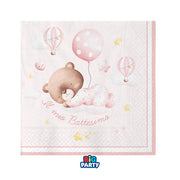 Big Party Servilletas Papel Bautizo Oso 25 x 25 Cm Caja 16 Uds Rosa