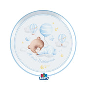 Big Party Piatti Carta Battesimo Bear D 18 Cm Cf 6 Pz Celeste