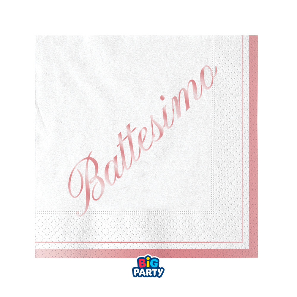big party big party tovaglioli carta battesimo 25 x 25 cm cf 16 pz rosa ean 8020834767551