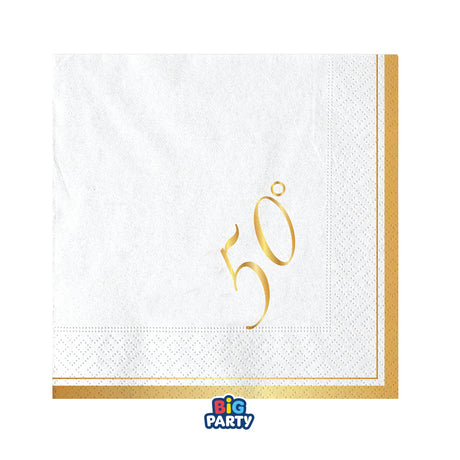 big party big party tovaglioli carta 50 anniversario 25 x 25 cm cf 16 pz bianco oro ean 8020834767636