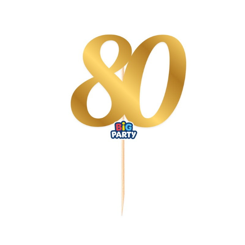 Big Party Mini Cake Topper Núm. 80 Oro Metal