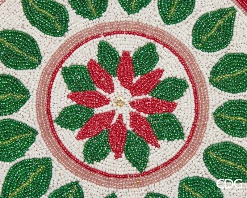 EDG Enzo De Gasperi Sottopiatto Rotondo Foglie Green Red Ø36 cm – Decorazione Tavola di Natale