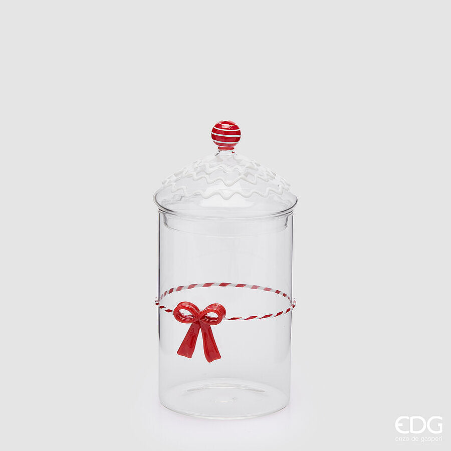 EDG Enzo De Gasperi Caja Cilíndrica con Lazo Rojo H22 Ø10 cm – Decoración Navideña