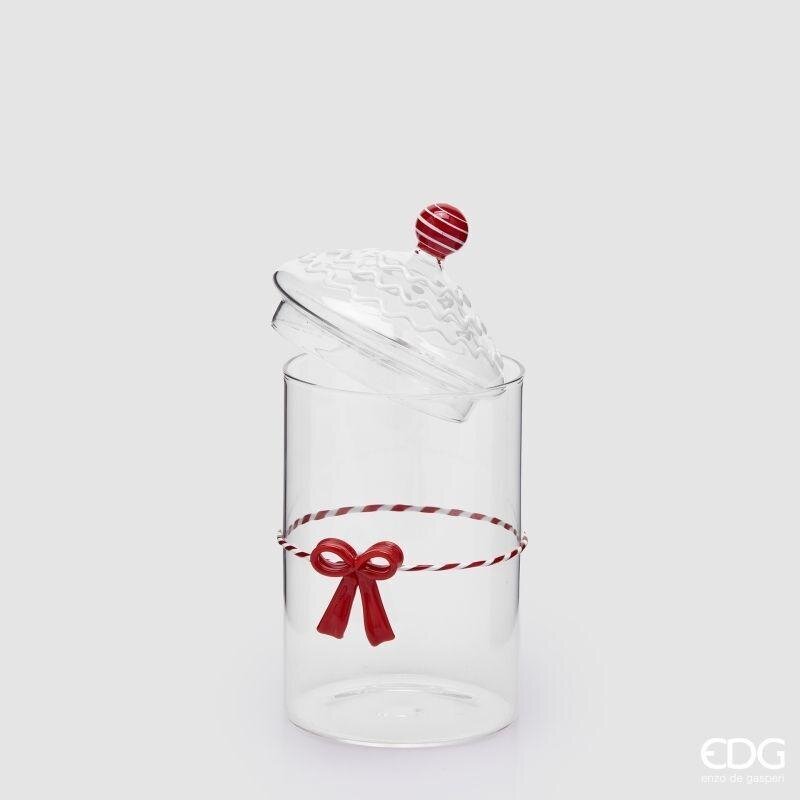 EDG Enzo De Gasperi Caja Cilíndrica con Lazo Rojo H22 Ø10 cm – Decoración Navideña