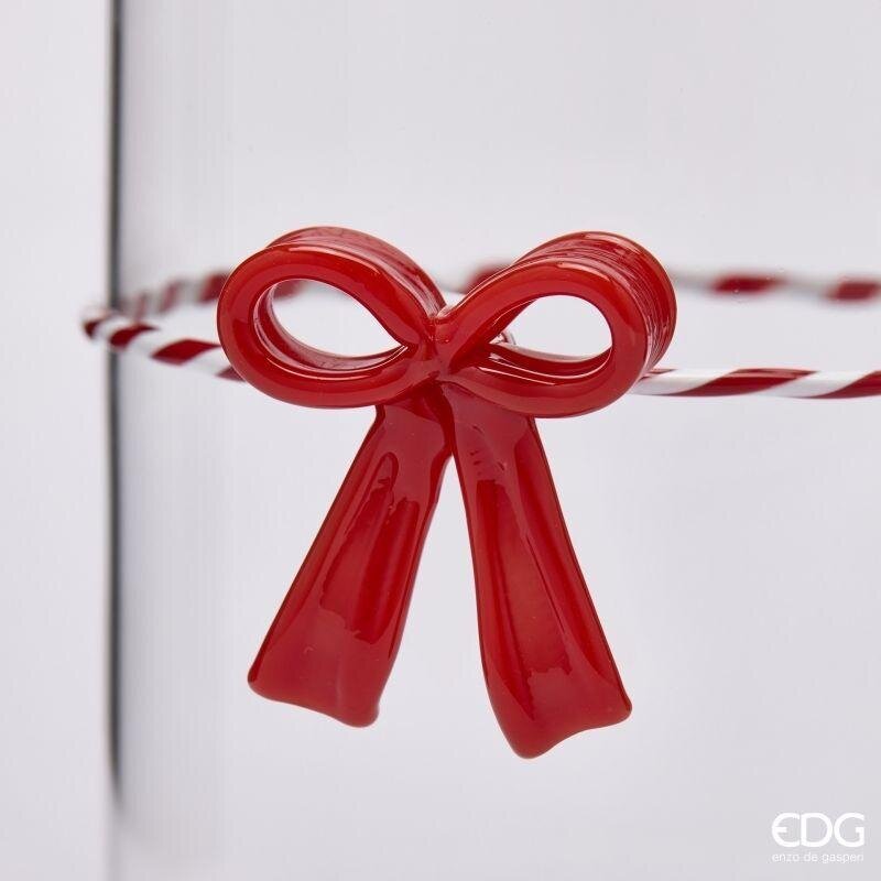 EDG Enzo De Gasperi Caja Cilíndrica con Lazo Rojo H22 Ø10 cm – Decoración Navideña