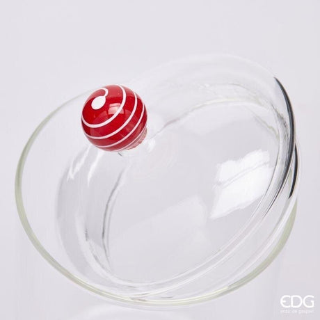 EDG Enzo De Gasperi Recipiente Navideño Acebo en Vidrio H19,5 cm – Decoración de Navidad