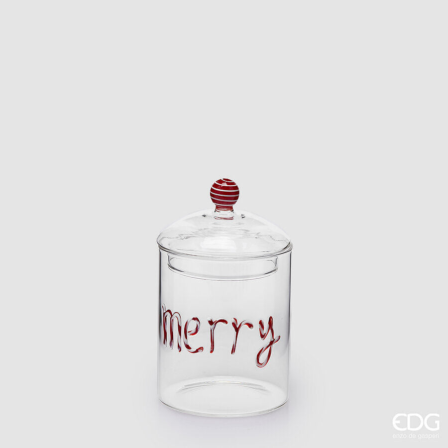 EDG Enzo De Gasperi Contenedor Cilindro Merry Christmas Rojo H16,5 Ø10 cm – Decoración Navideña