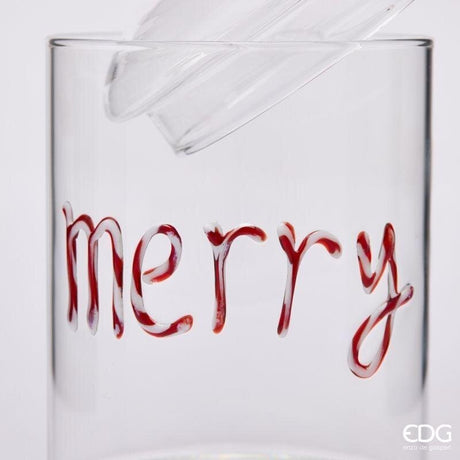 EDG Enzo De Gasperi Contenedor Cilindro Merry Christmas Rojo H16,5 Ø10 cm – Decoración Navideña