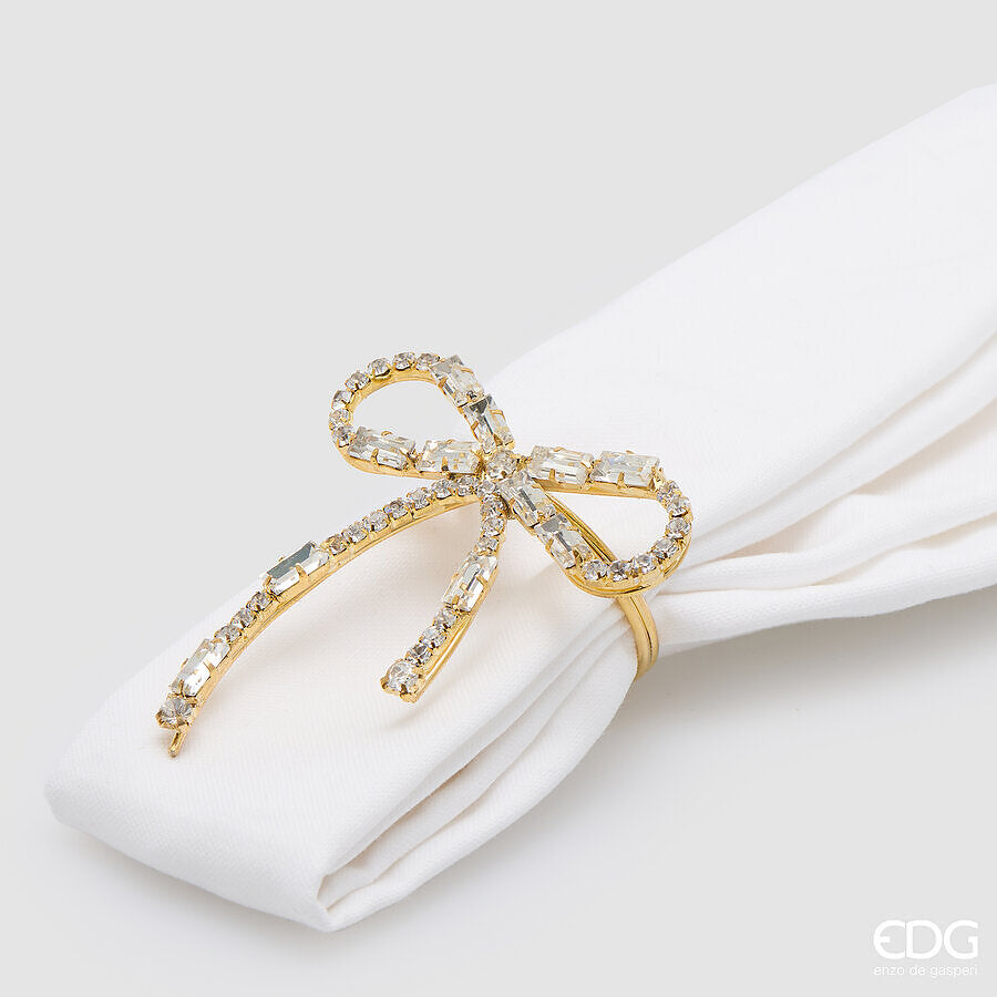 EDG Enzo De Gasperi Portatovagliolo Fiocco H9 Ø4 cm Oro Chiaro – Decorazione Tavola di Natale