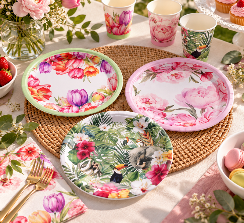 Ad Trend Set 12 Piatti di Carta Ø 18 cm – Piatti Monouso per Feste e Compleanni, Modelli Assortiti 1 Confezione