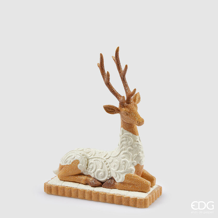 EDG Enzo De Gasperi Decoro Natale Renna Marzapane H 31 Cm L 23 cm L 11,5 Cm Hazelnut