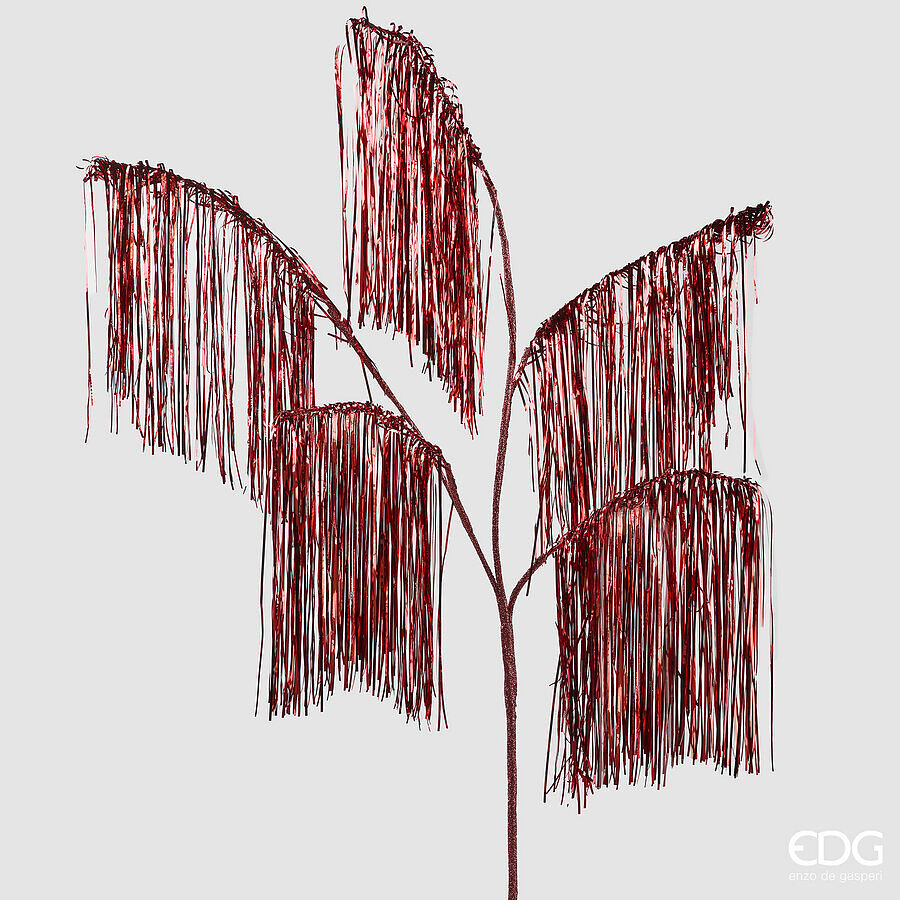 EDG Enzo De Gasperi Decoración Navidad Flecos Rama 5 Ramas H 125 Cm Rojo