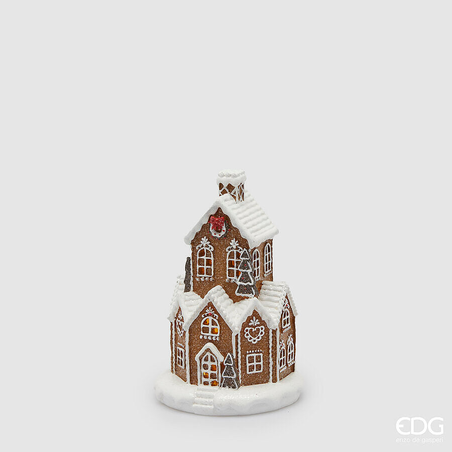 EDG Enzo De Gasperi Decoro Navidad Casita Mazapán H 23 Cm L 14 Cm L 14 Cm Led Hazelnut