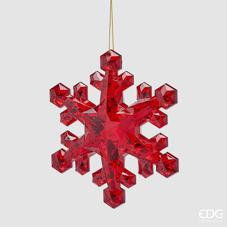EDG Enzo De Gasperi Adorno Copo de Nieve para Colgar Rojo H23,5 cm – Decoración Navideña