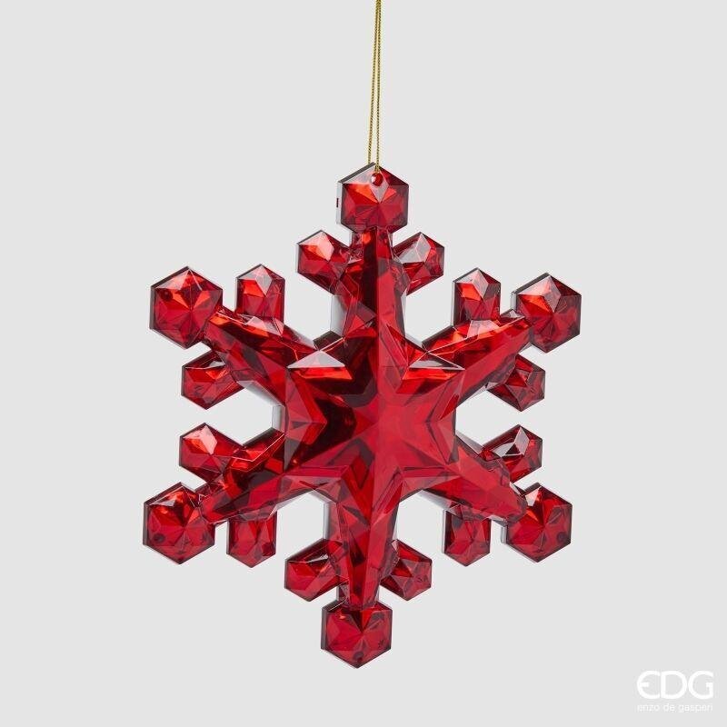 EDG Enzo De Gasperi Adorno Copo de Nieve para Colgar Rojo H23,5 cm – Decoración Navideña