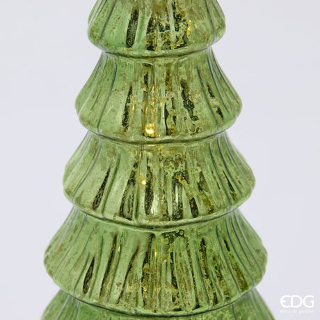 EDG Enzo De Gasperi Pino Twist Green con MicroLED y Movimiento H32 Ø9 cm – Decoración de Navidad
