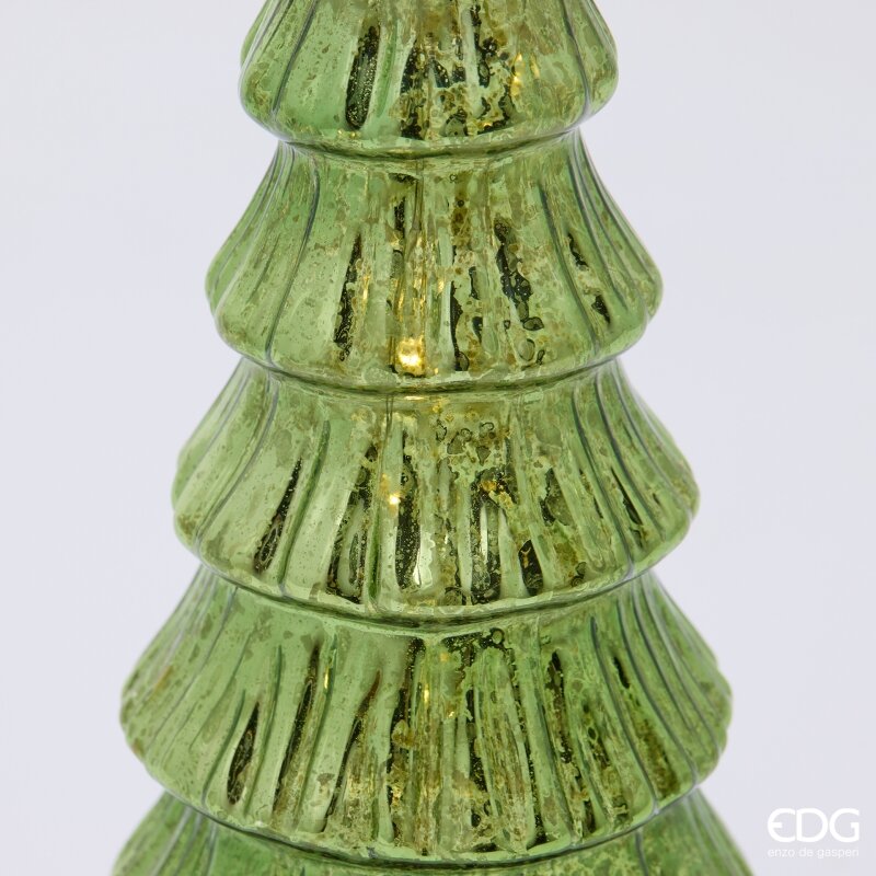 EDG Enzo De Gasperi Pino Twist Green con MicroLED y Movimiento H32 Ø9 cm – Decoración de Navidad