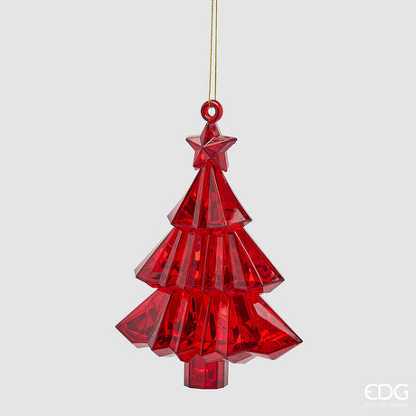 EDG Enzo De Gasperi Adorno Diamante Pino para Colgar Rojo 17x13x6 cm – Decoración Navideña