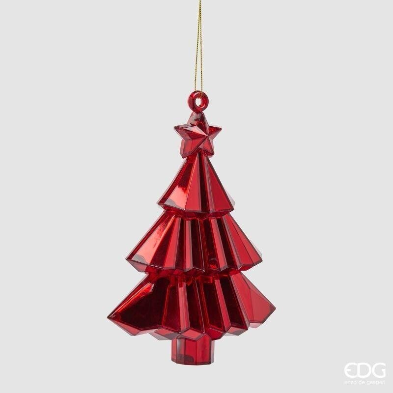 EDG Enzo De Gasperi Adorno Diamante Pino para Colgar Rojo 17x13x6 cm – Decoración Navideña