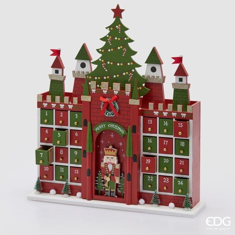 EDG Enzo De Gasperi Casetta Avvento Natalizia H44 cm Verde Rosso – Decorazione di Natale