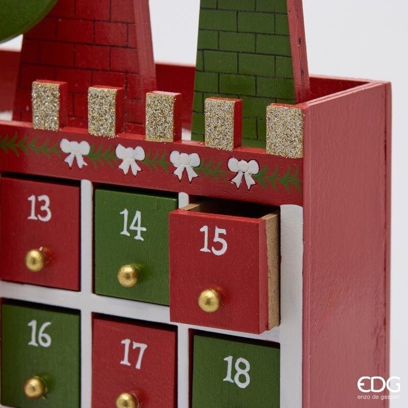 EDG Enzo De Gasperi Casetta Avvento Natalizia H44 cm Verde Rosso – Decorazione di Natale