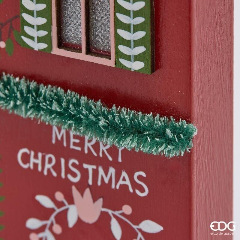 EDG Enzo De Gasperi Diorama Casetta Natalizia LED H27,5x16,5x7,5 cm Rosso Mix – Decorazione di Natale