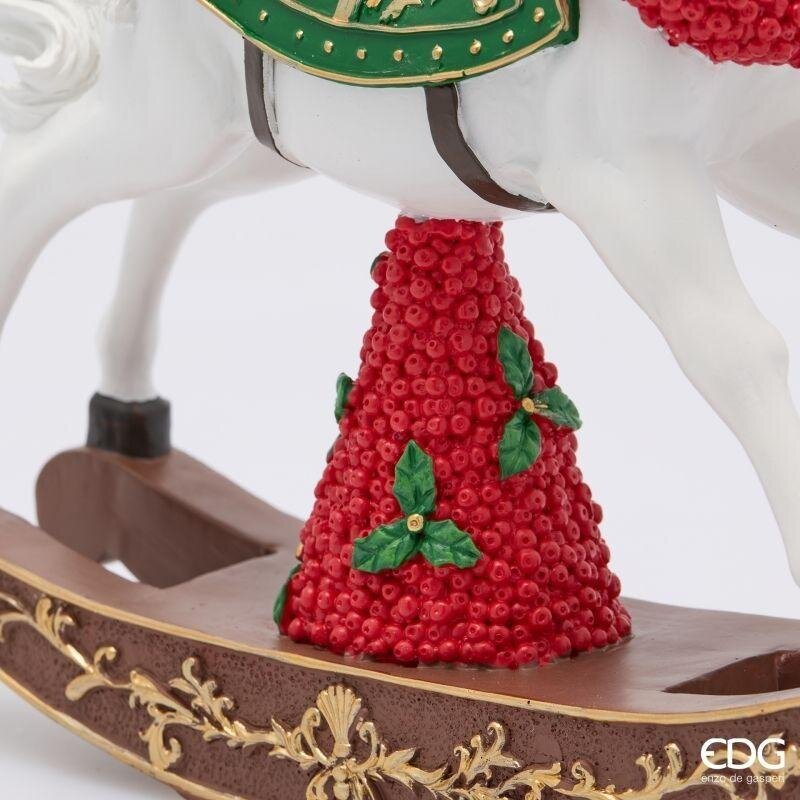 EDG Enzo De Gasperi Cavallo a Dondolo Natalizio H30,5x32,5x9 cm Bianco Rosso – Decorazione di Natale