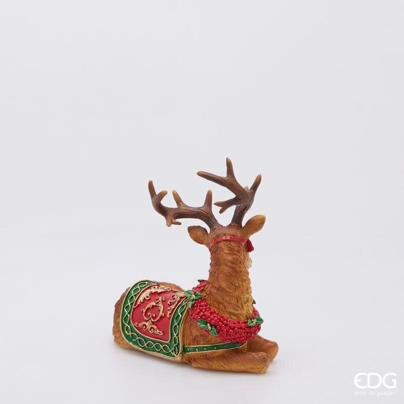 EDG Enzo De Gasperi Renna Natalizia con Ghirlanda H24x23,5x13,5 cm Nocciola – Decorazione di Natale