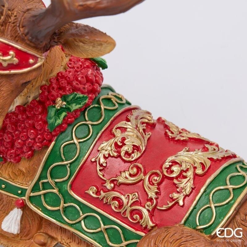 EDG Enzo De Gasperi Renna Natalizia con Ghirlanda H24x23,5x13,5 cm Nocciola – Decorazione di Natale