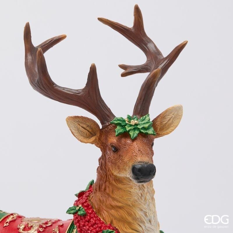 EDG Enzo De Gasperi Renna Natalizia con Ghirlanda H44x32x14,5 cm Nocciola – Decorazione di Natale