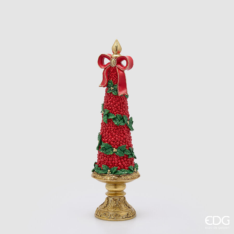 EDG Enzo De Gasperi Pino de Navidad con Lazo H48 cm Verde Rojo – Decoración Navideña