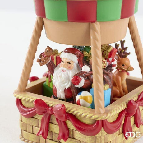 EDG Enzo De Gasperi Globo Aerostático Navideño LED H25 Ø12 cm Blanco Rojo con Música, Movimiento y Luces – Decoración Navideña