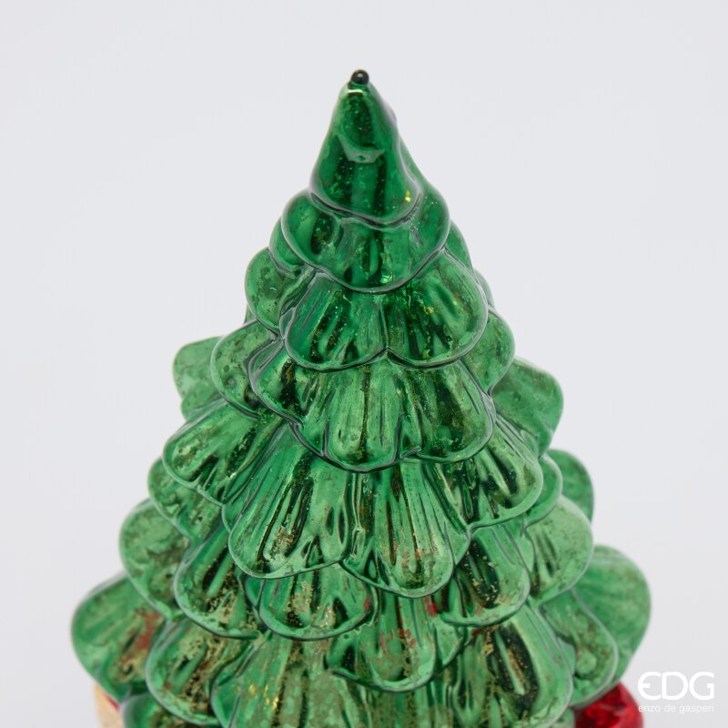 EDG Enzo De Gasperi Pino Twist Regalo LED H30x12,5x12,5 cm Verde Rosso con Movimento – Decorazione di Natale