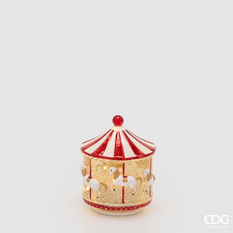 EDG Enzo De Gasperi Giostra Twist LED H17 Ø15 cm Bianca Rossa Movimento e Luci – Decorazione Natalizia Scatola Regalo