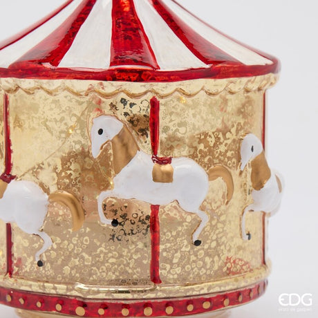 EDG Enzo De Gasperi Giostra Twist LED H17 Ø15 cm Blanca Roja Movimiento e Iluminación – Decoración Navideña Caja Regalo