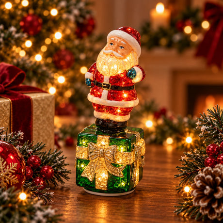 EDG Enzo De Gasperi Papá Noel Twist con LED y Movimiento Blanco Rojo 11,5x11,5xA29 cm – Decoración Navideña