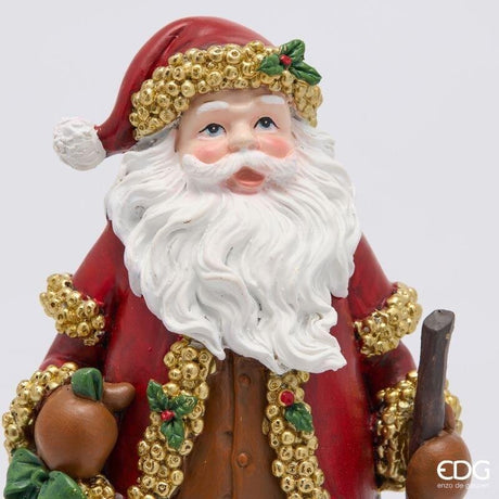 EDG Enzo De Gasperi Papá Noel con Bastón H27x13x11 cm Verde Rojo – Decoración Navideña