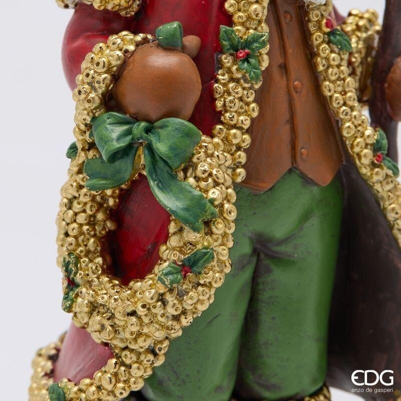 EDG Enzo De Gasperi Babbo Natale con Bastone H27x13x11 cm Verde Rosso – Decorazione di Natale