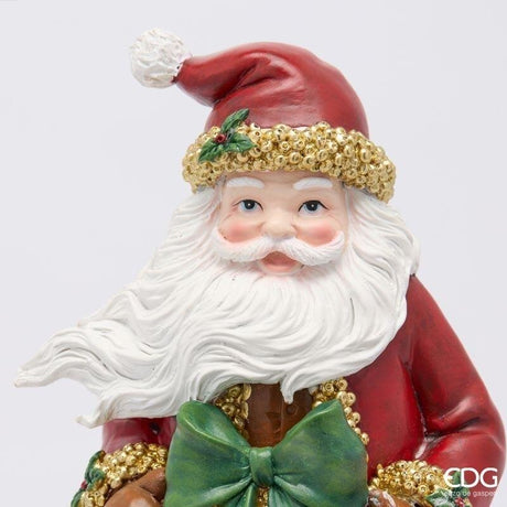 EDG Enzo De Gasperi Papá Noel con Guirnalda H37x17x16 cm Verde Rojo – Decoración Navideña